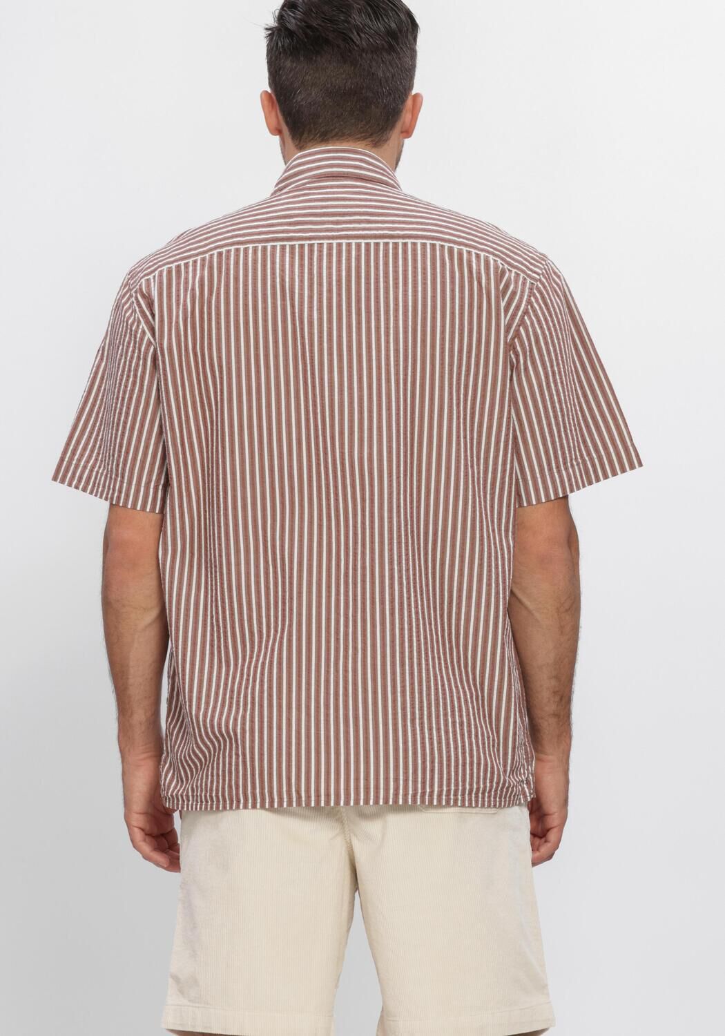 Beige SELECTED MEN Casual overhemd SLHRLXSTUART SEERSUCKER SS  SHIRT - large