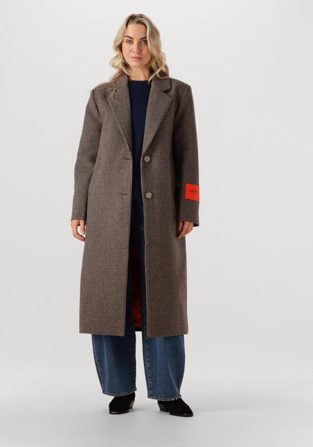 Bruine ALIX THE LABEL Mantel LADIES WOVEN CHECKED COAT - large