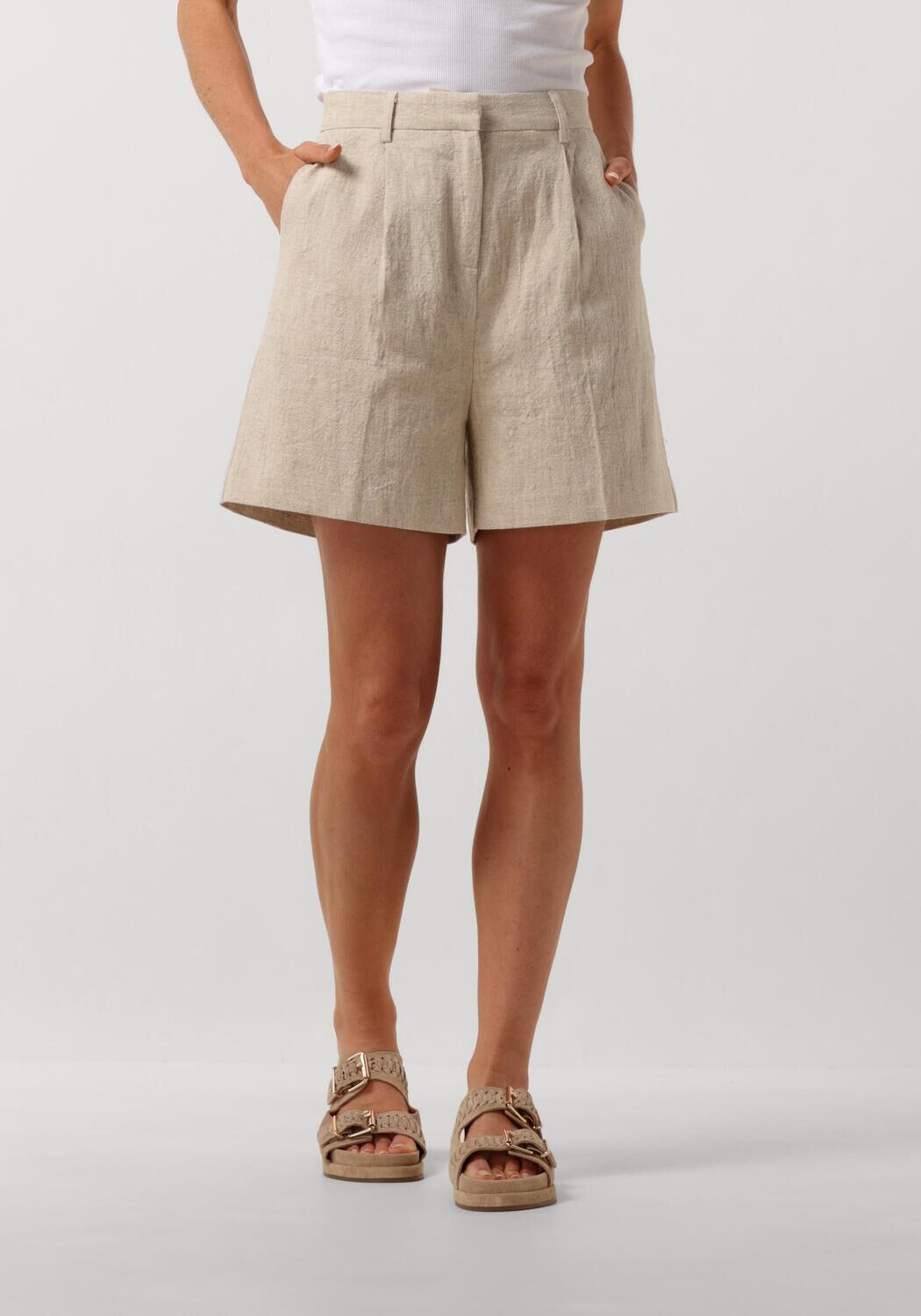 NEO NOIR Dames Broeken Sega Ramie Shorts Beige