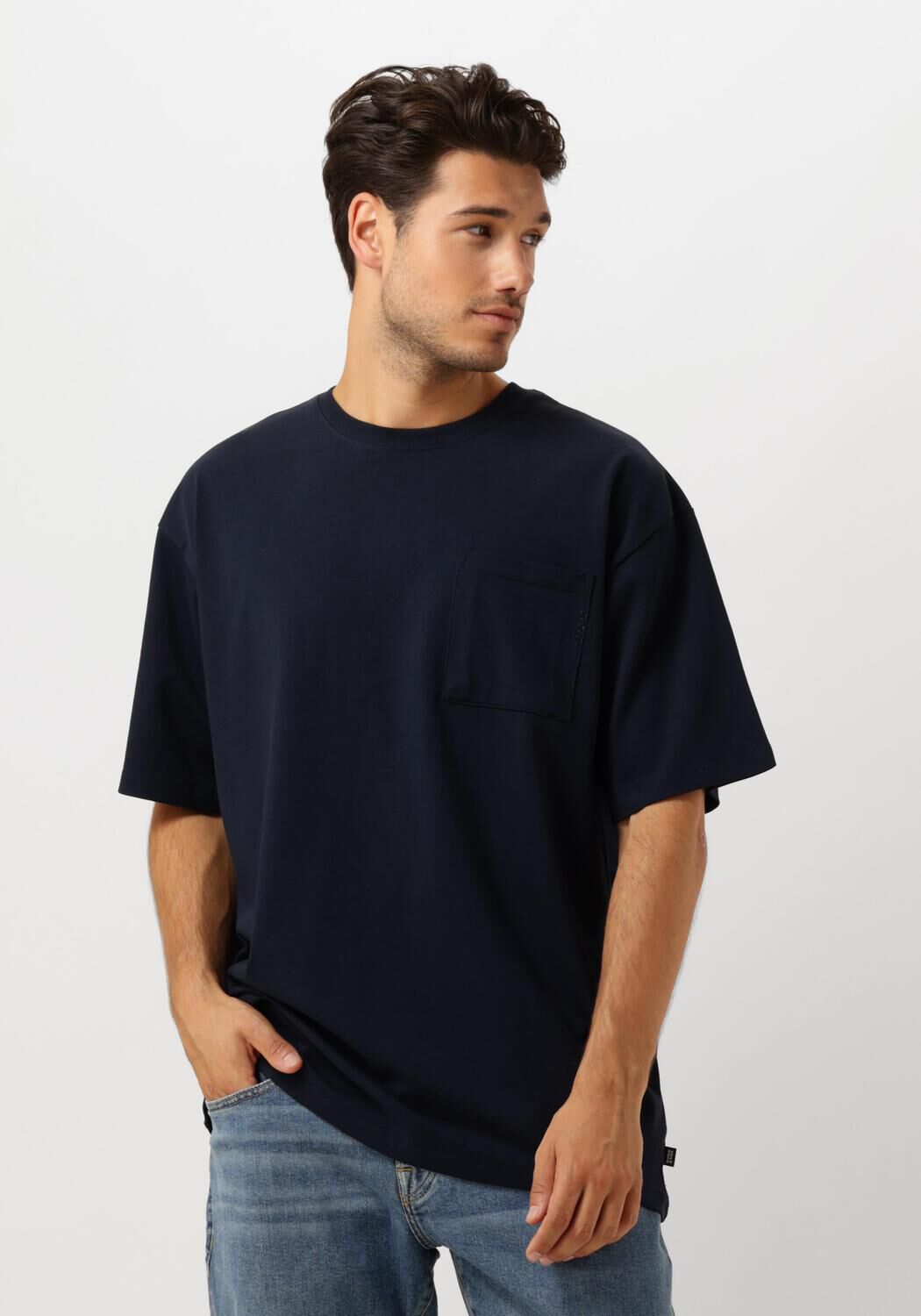 SCOTCH & SODA Heren Polo's & T-shirts 3 Crosses Loose Fit Pocket T-shirt Donkerblauw