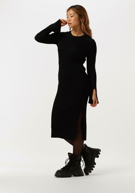 Zwarte NOTES DU NORD Midi jurk ELENA KNITTED DRESS - large