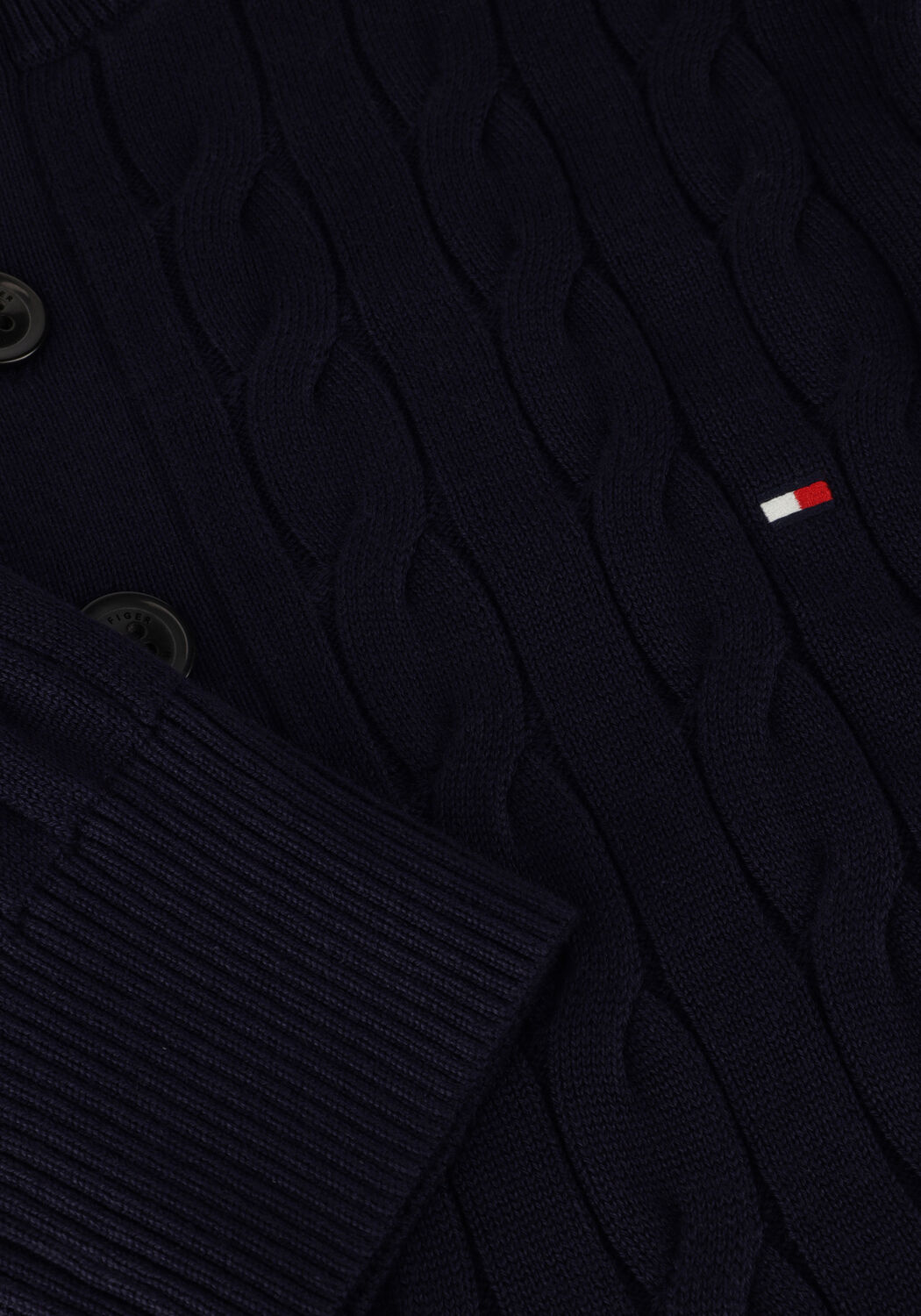 Donkerblauwe TOMMY HILFIGER Trui CLASSIC COTTON CABLE BTTN MOCK - large