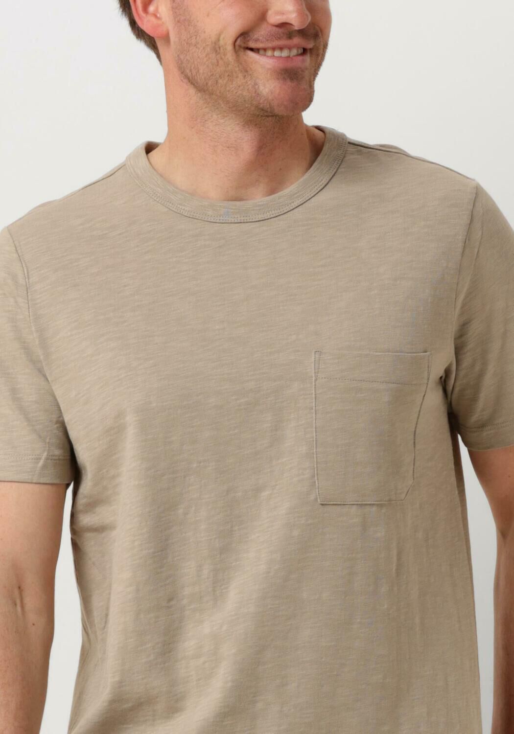 CAST IRON Heren Polo's & T-shirts Short Sleeve R-neck Regular Fit Cotton Slub Beige