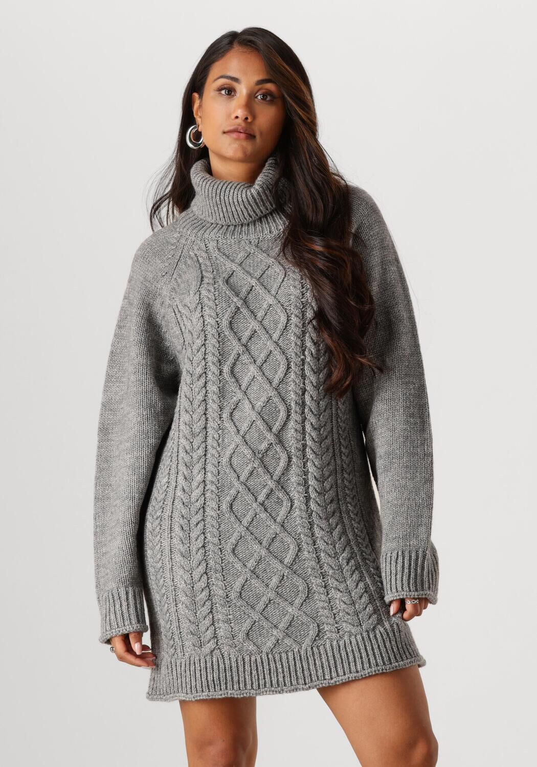 Notre-v Grijze Kabel Gebreide Mini Jurk Gray Dames
