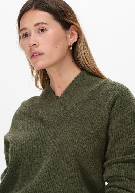 Groene SCOTCH & SODA Trui RIBBED V-NECK RELAXED-FIT FUZZ - large