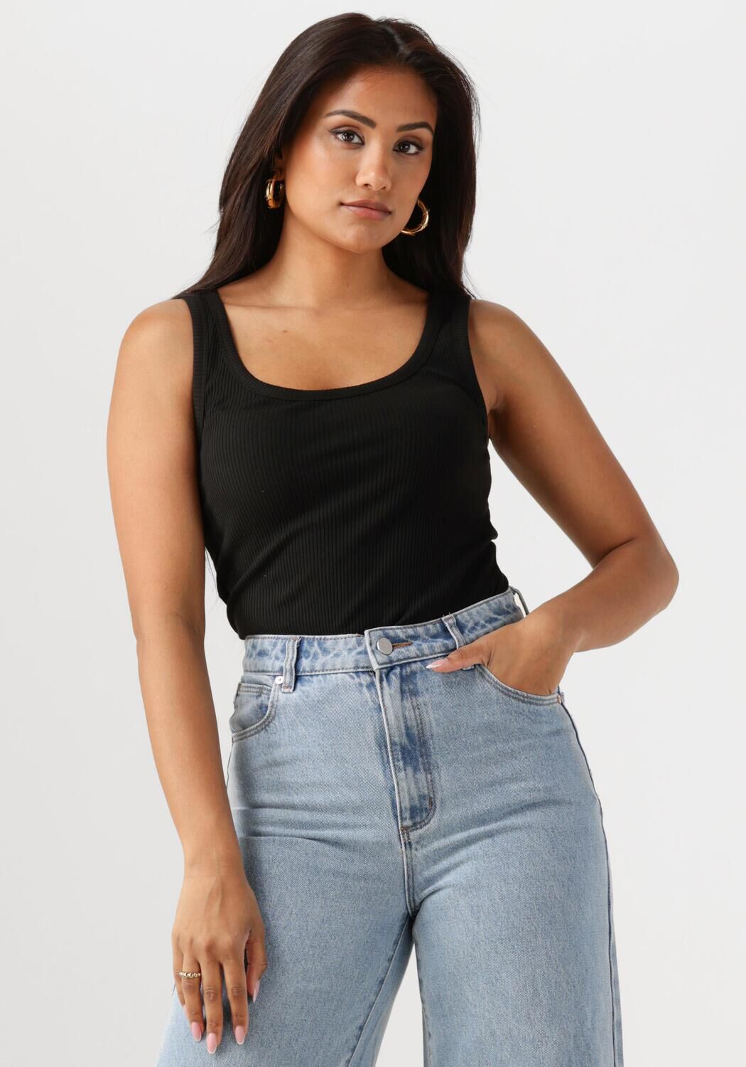 SELECTED FEMME Dames Tops & T-shirts Slfanna U-neck Tank Top Zwart