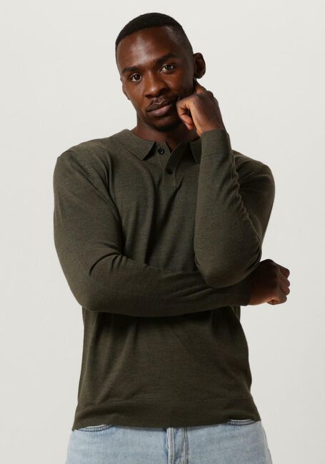 Donkergroene SELECTED HOMME Polo SLHTOWN MERINO COOLMAX KNIT POLO NOOS - large
