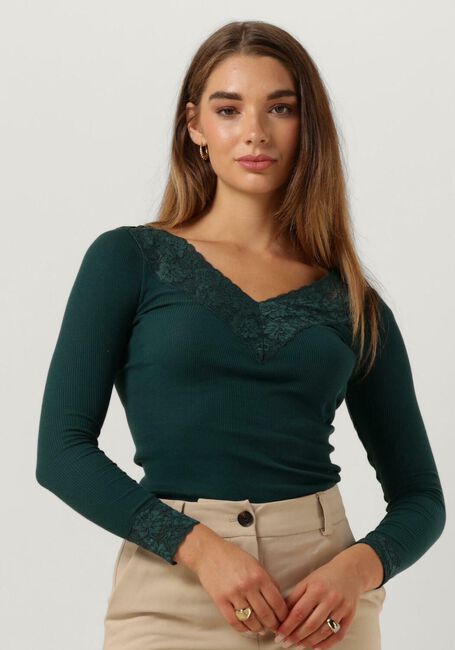 Donkergroene ROSEMUNDE Tops & T-shirts BERNADINE ORGANIC T-SHIRT LACE - large