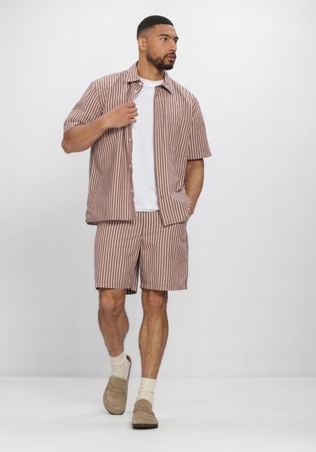 Beige SELECTED MEN Korte broek SLHREGSTUART SEERSUCKER  SHORTS - large