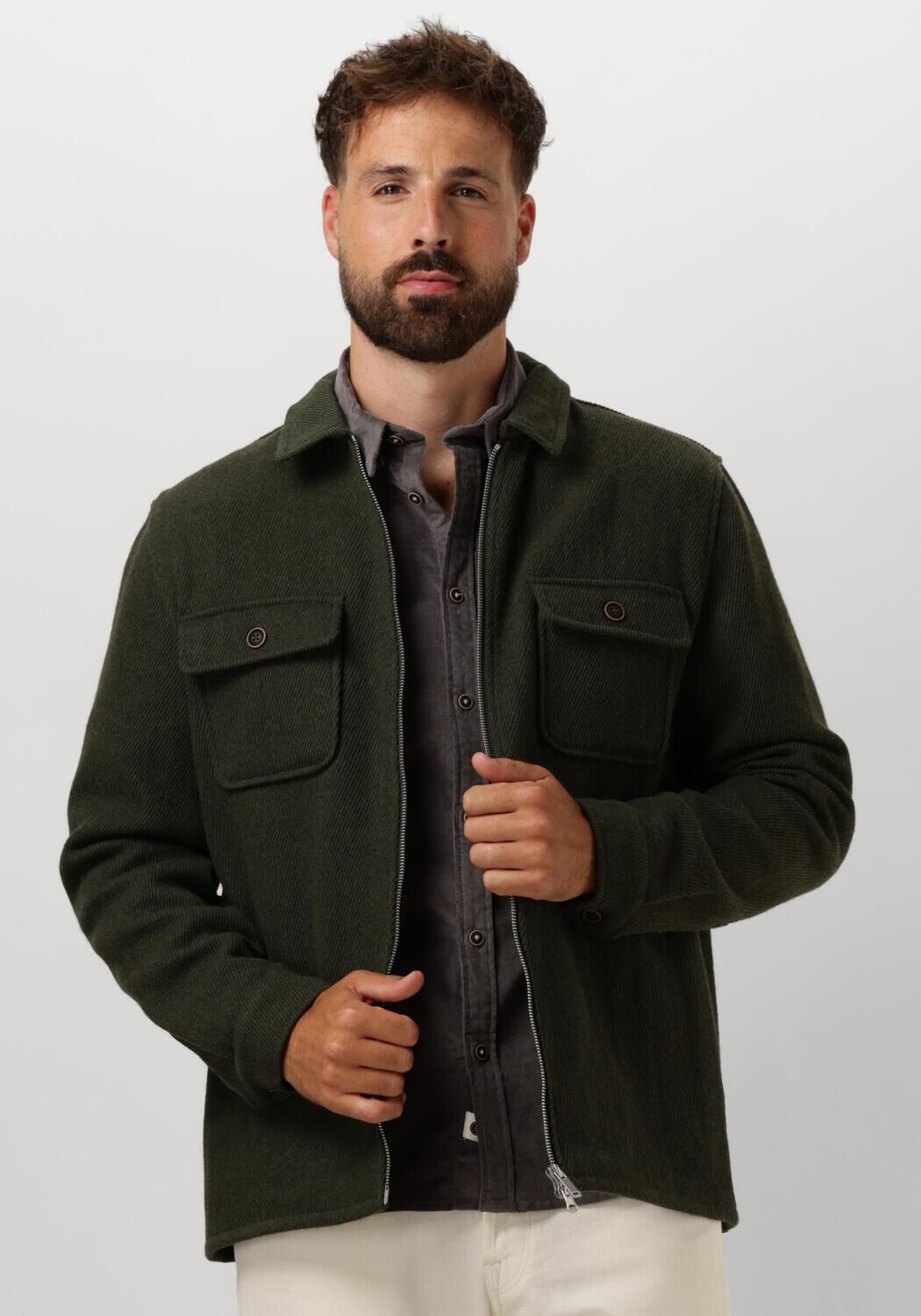 ANERKJENDT Heren Overshirts Akhanky Heavy Twill Overshirt Donkergroen