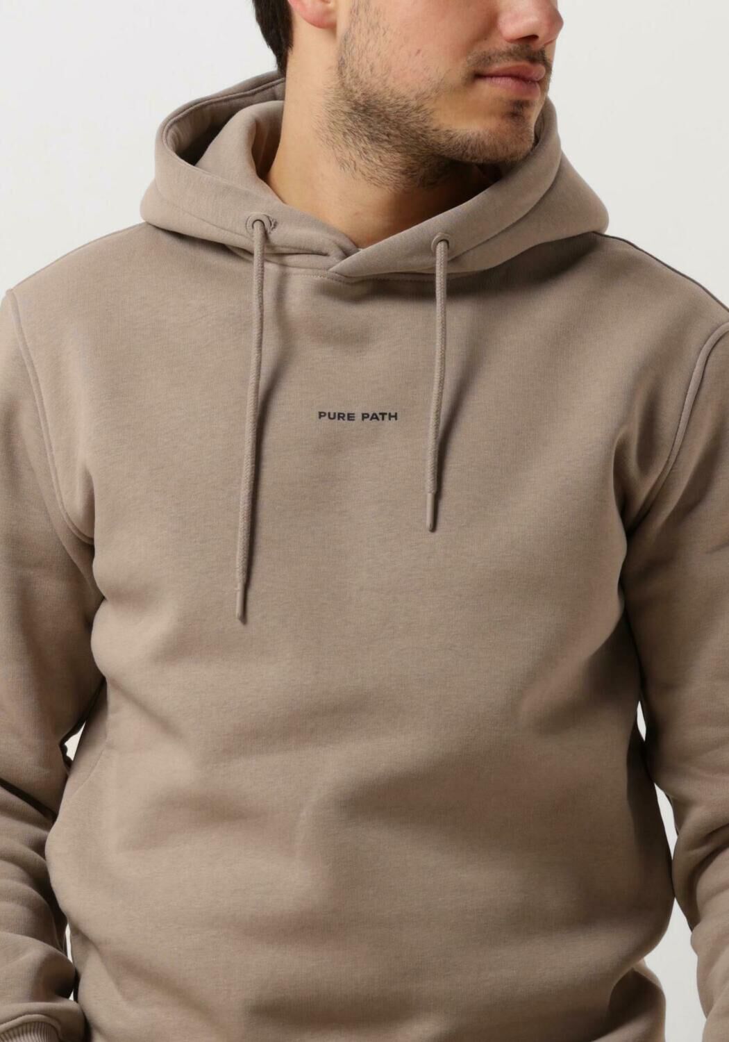 PURE PATH Heren Truien & Vesten Essential Logo Hoodie Taupe