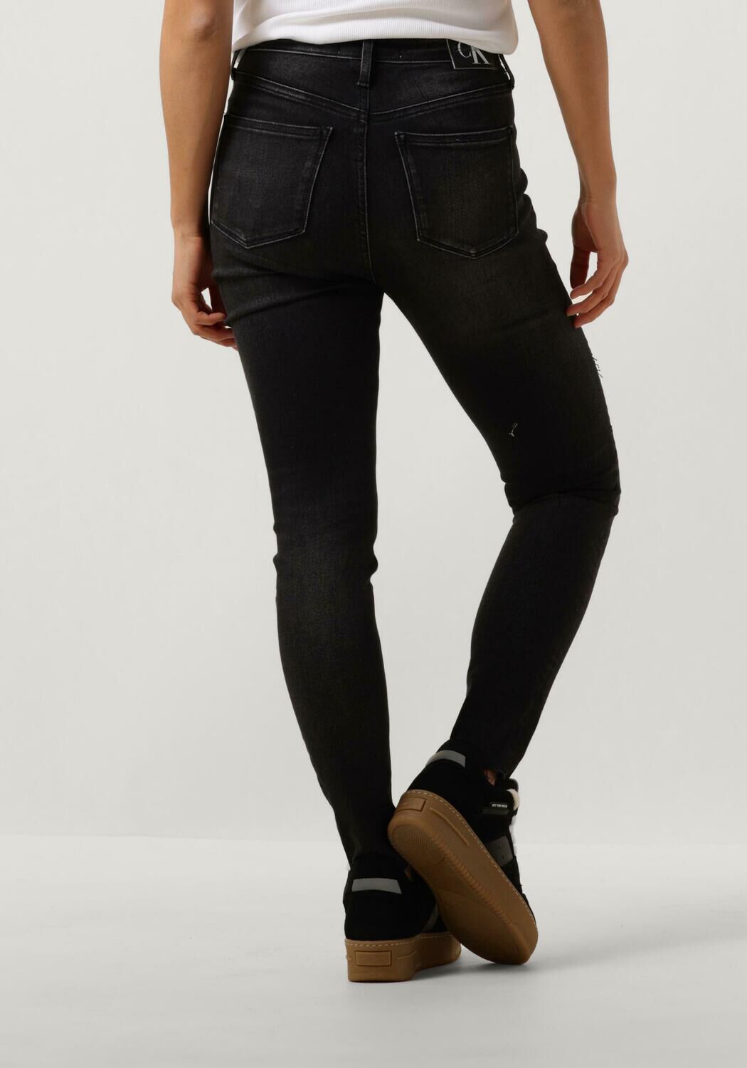CALVIN KLEIN Dames Jeans High Rise Super Skinny Ankle Zwart