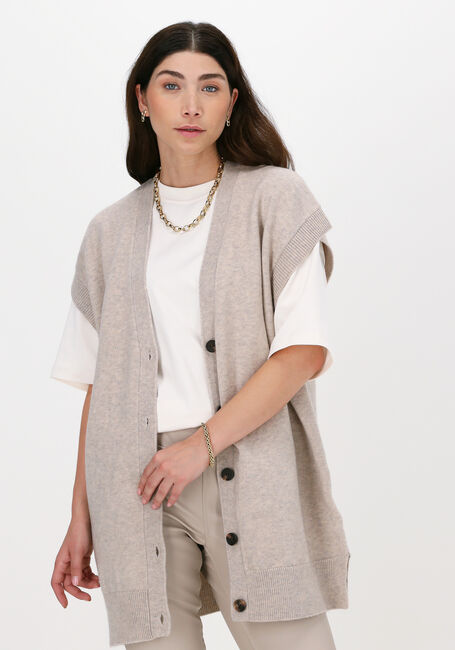 Beige CO'COUTURE Spencer ROWIE LONG BUTTON VEST - large