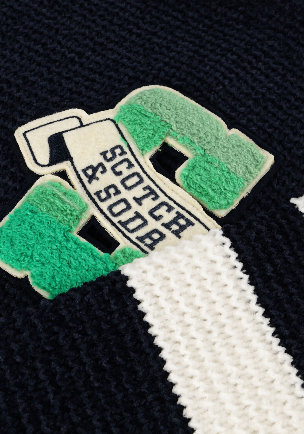 Donkerblauwe SCOTCH & SODA Trui CHENILLE ARTWORK PULLOVER - large