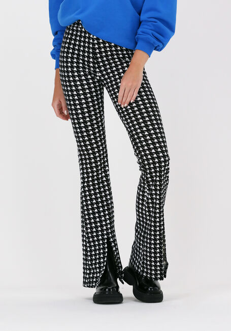 Zwarte COLOURFUL REBEL Flared broek DARCY DOGTOOTH SLIT FLARE - large