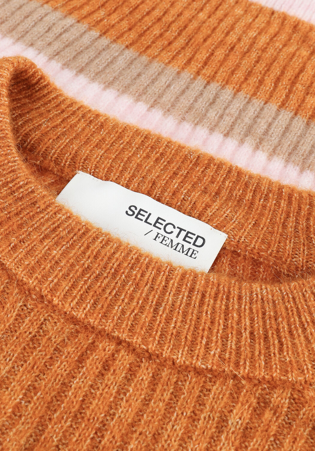 Bruine SELECTED WOMEN Trui SLFSTAR LS KNIT RIB STRIP X-MA - large