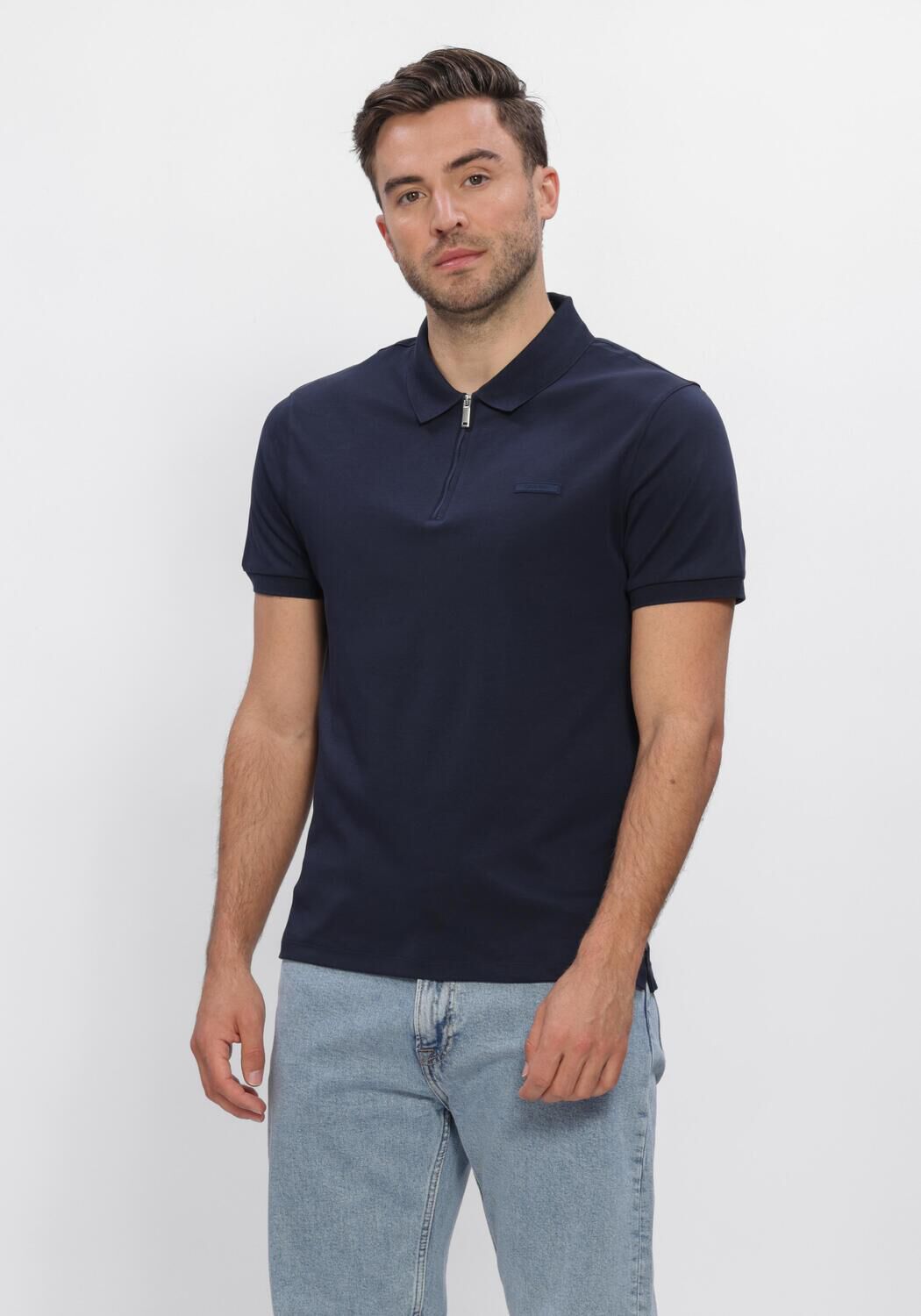 Donkerblauwe CALVIN KLEIN Polo SS SUPIMA CHEST EMB POLO - large