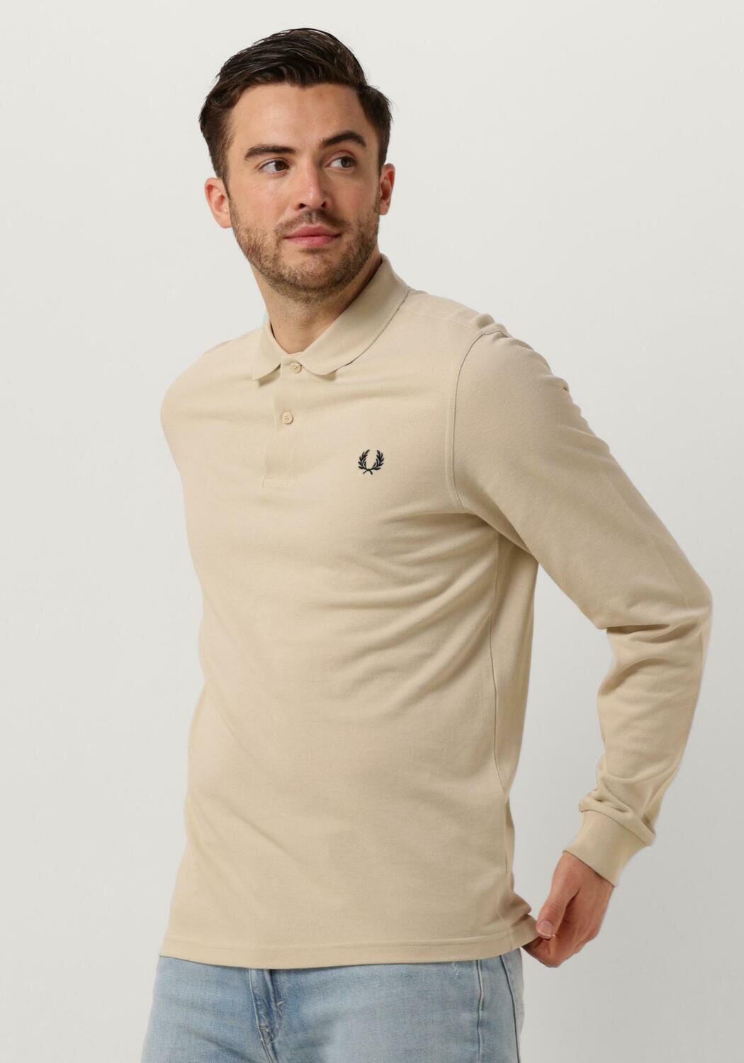 FRED PERRY Heren Polo's & T-shirts The Long Sleeve Shirt Zand