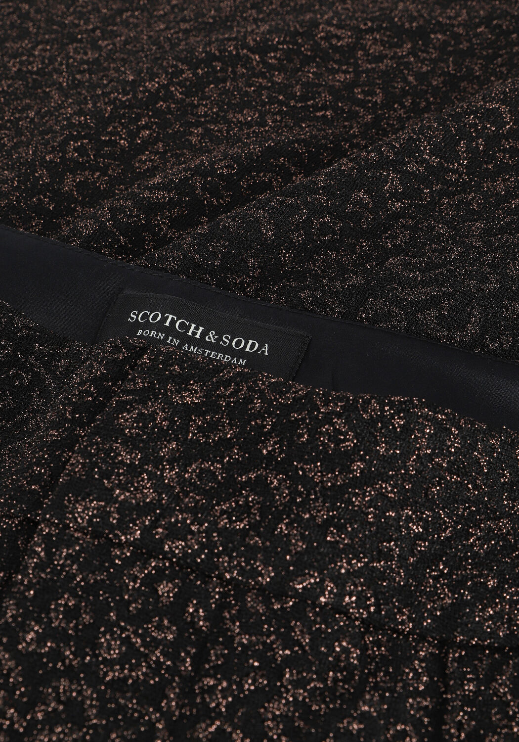 Zwarte SCOTCH & SODA Wijde broek HIGH RISE JERSEY SHINY PATTERN - large