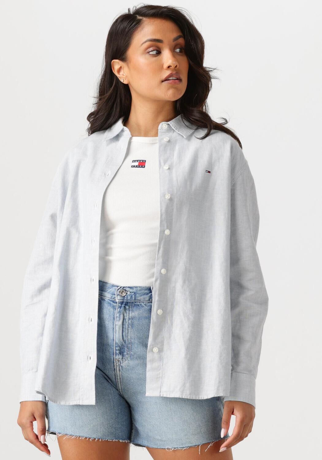 TOMMY JEANS Dames Blouses Tjw Rlx Linen Shirt Lichtblauw