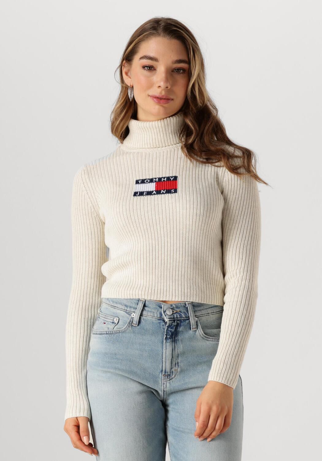 TOMMY JEANS Dames Truien & Vesten Tjw Melange Trtlnck Flag Sweater Beige