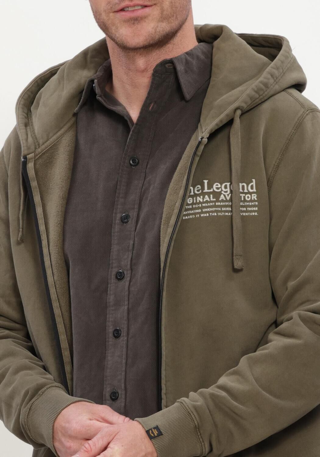 Khaki PME LEGEND Sweater HOODED DRY PEACHED FLEECE GD - large