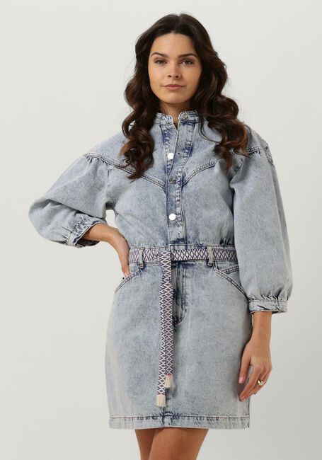 Lichtblauwe SCOTCH & SODA Mini jurk WASHED DENIM TRUCKER SHIRT DRESS WITH BELT - large