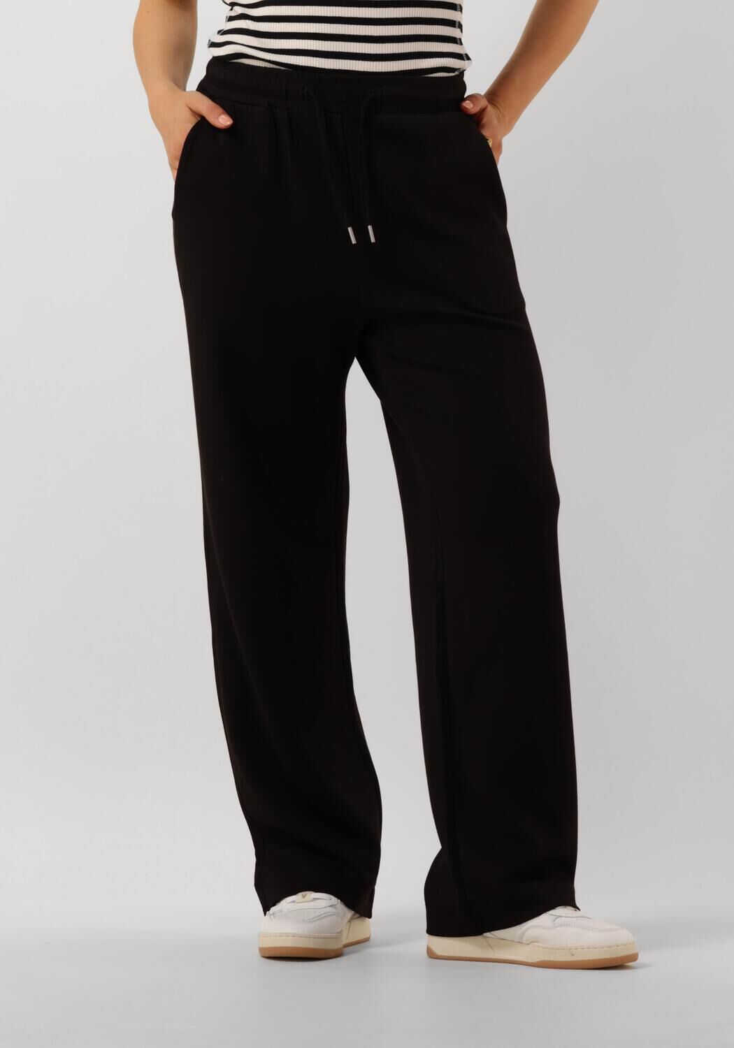 InWear Zwarte Elastische Taille Broek Straight-Leg Black Dames