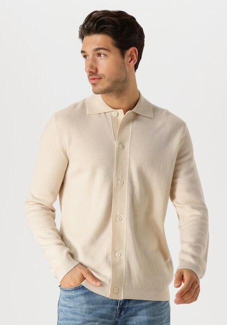 Ecru SELECTED HOMME Truien/vesten LSHTRAY LS KNIT MERINO BUTTEN CARDIGAN - large