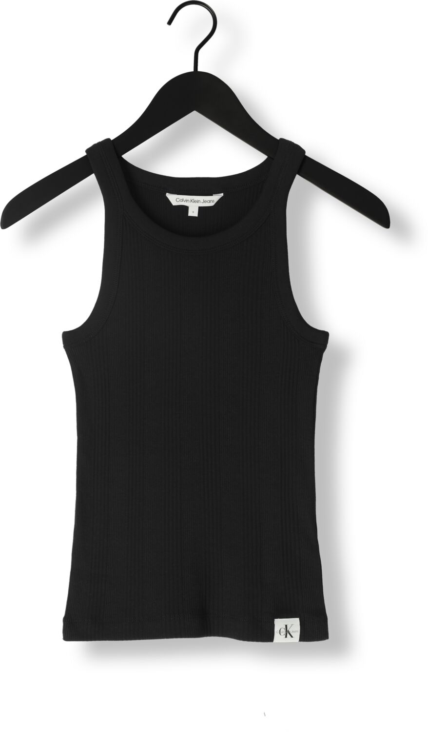 CALVIN KLEIN Dames Tops & T-shirts Variegated Rib Woven Tab Tank Zwart