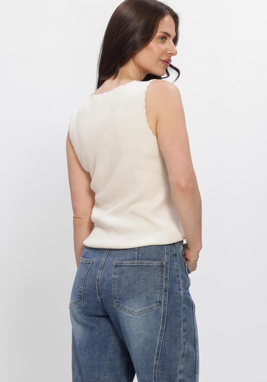 Beige OBJECT Top OBJKELLY S/L RE O-NECK TOP - large