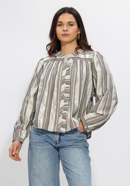 Zilveren SUMMUM Blouses BLOUSE SILVER STRIPE - large