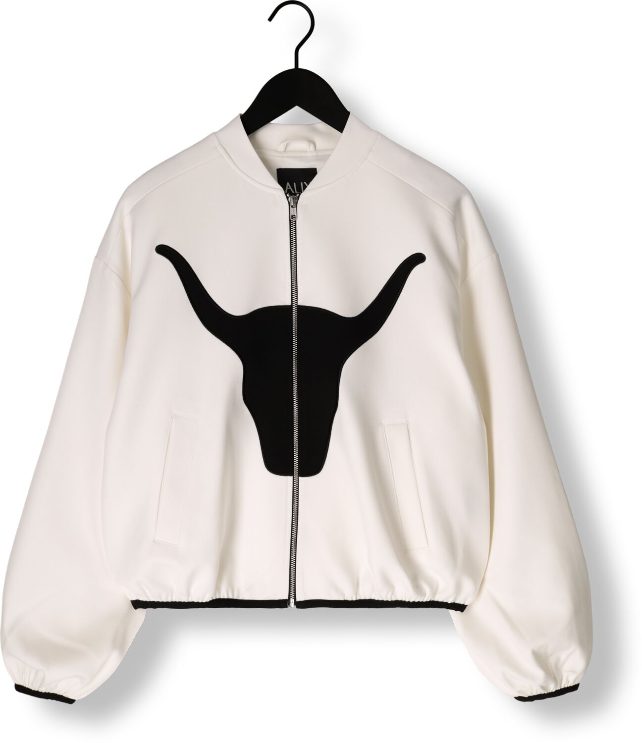 ALIX THE LABEL Dames Jassen Ladies Woven Bull Bomber Wit