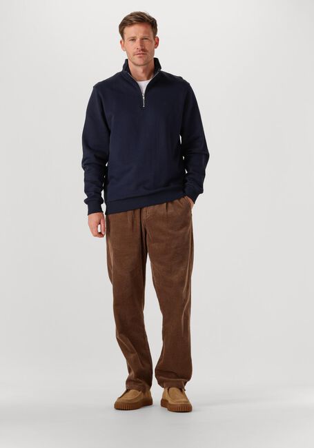 Donkerblauwe LES DEUX Sweater NORREGAARD TONAL HALF-ZIP SWEATSHIRT - large