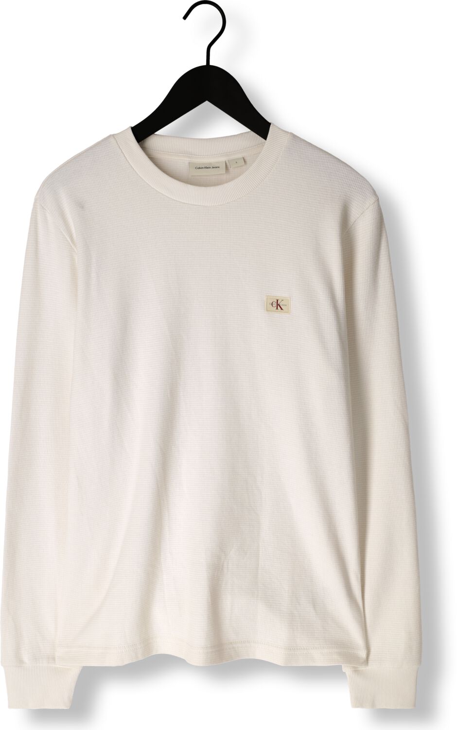 CALVIN KLEIN Heren Truien & Vesten Woven Label Waffle Ls Tee Wit