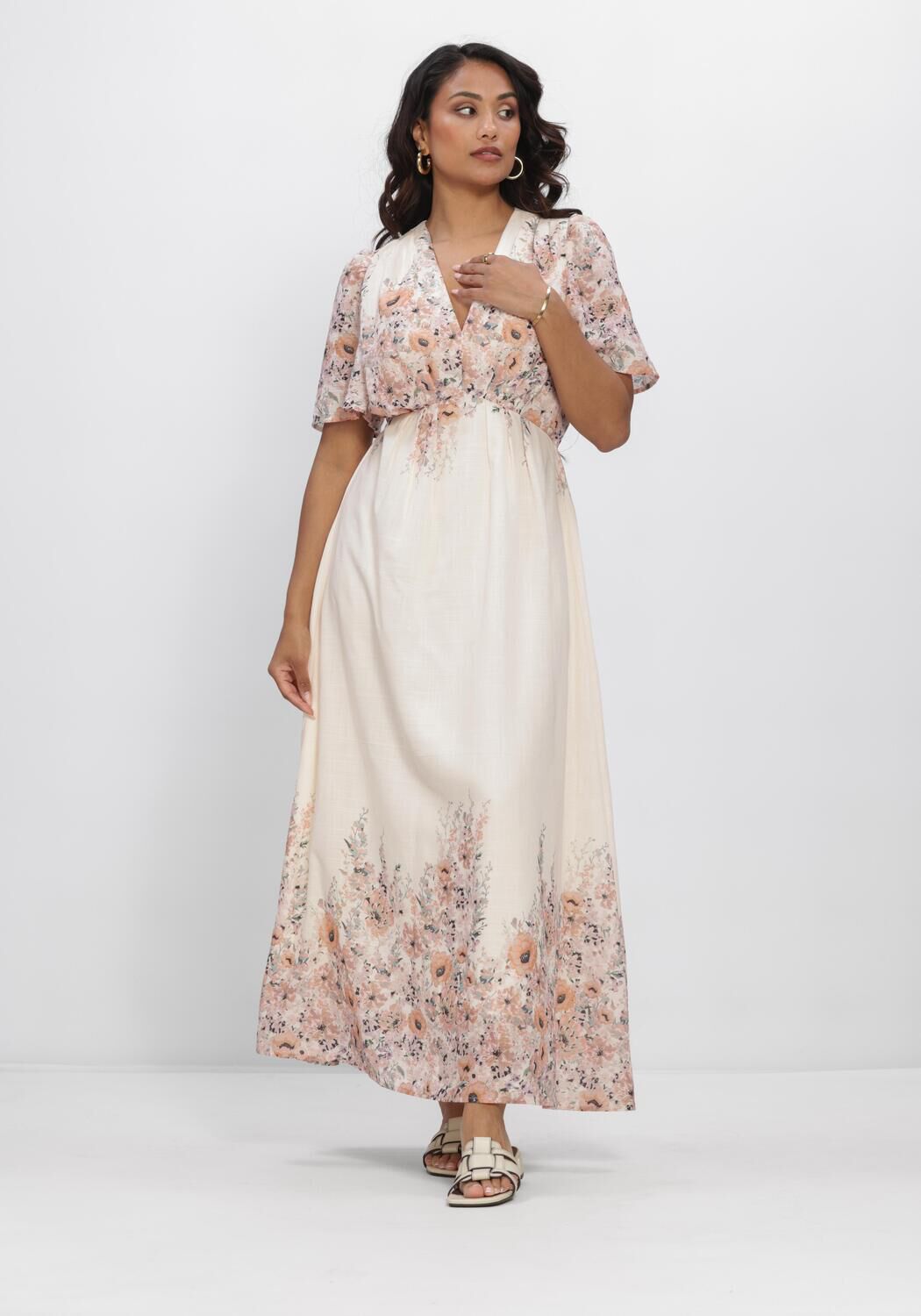 Ecru NEO NOIR Maxi jurk SERNA FLOWER PRINT DRESS - large