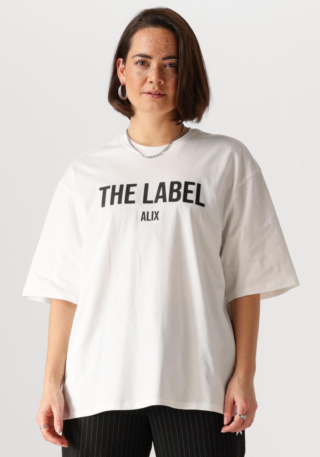 ALIX THE LABEL Dames Tops & T-shirts Ladies Knitted The Label Tshirt Wit