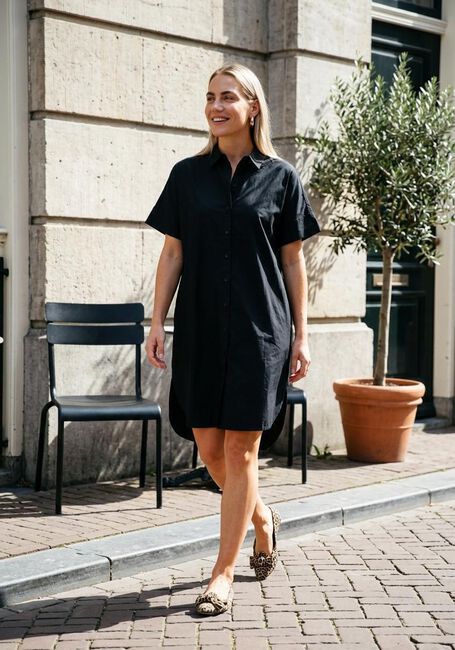 Zwarte SELECTED WOMEN Mini jurk SLFBLAIR 2/4 SHORT SHIRT DRESS - large