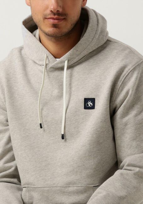 Lichtgrijze SCOTCH & SODA Sweater ESSENTIAL LOGO BADGE HOODIE - large