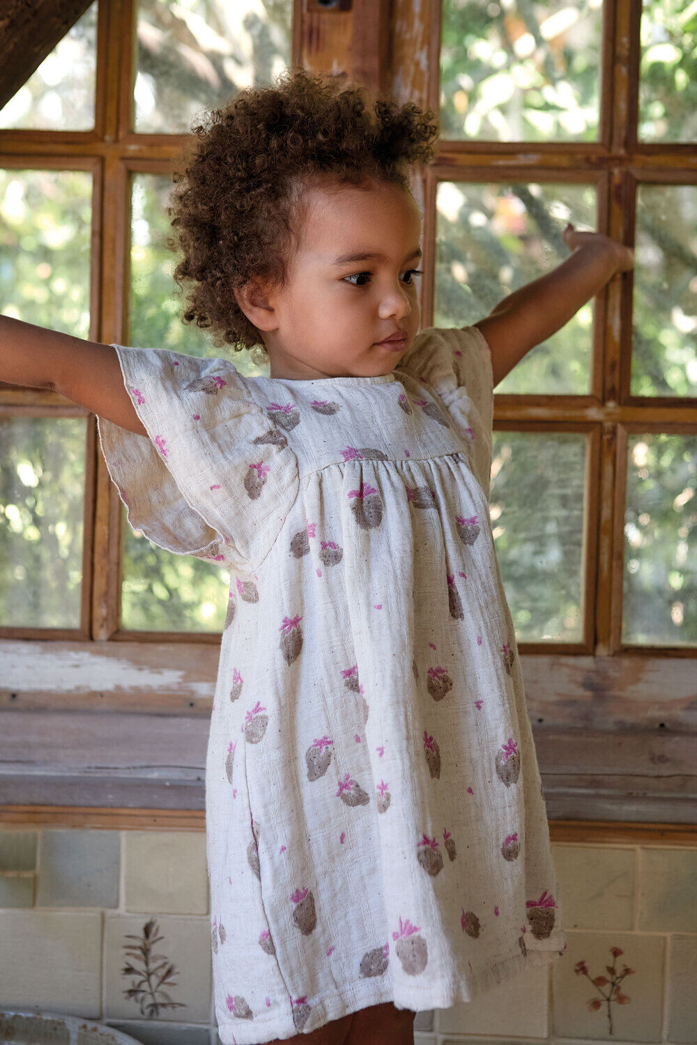 Gebroken wit PLAY UP Jurken PRINTED WOVEN DRESS - large