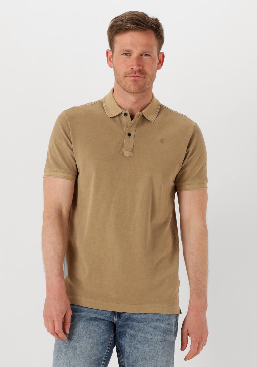 G-STAR RAW Heren Polo's & T-shirts Dunda Overdyed Slim Polo S\s Beige