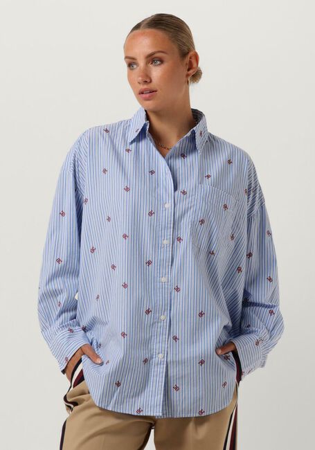 Lichtblauwe TOMMY HILFIGER Blouses CMD STRIPE NEW OVERSIZD CO SHIRT - large