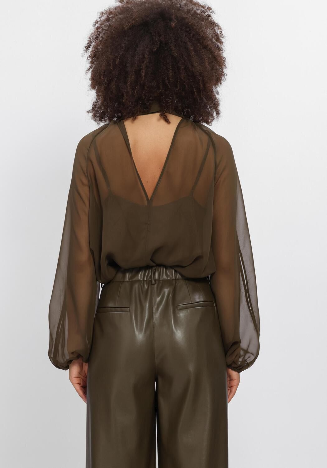 DANTE6 Dames Blouses Sonia Boho Sleeve Detail Blouse Donkergroen