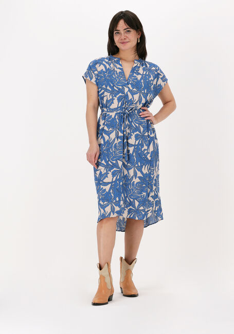 Blauwe BY-BAR Midi jurk VICTORIA JUNGLE DRESS - large
