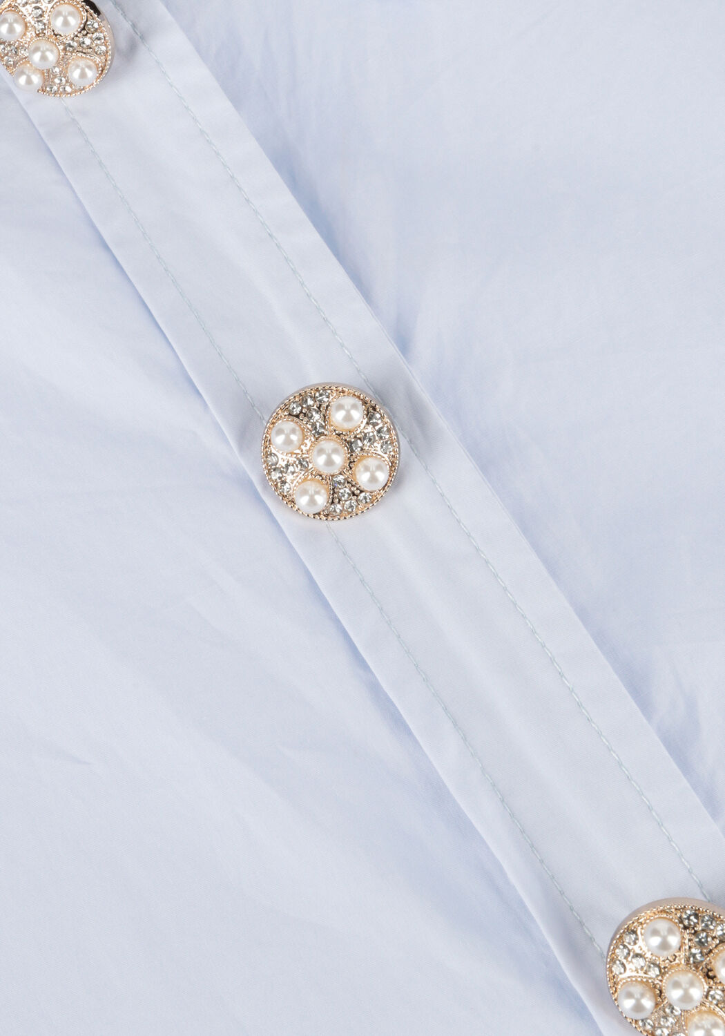 Blauwe SUMMUM Blouses FANCY BUTTON BLOUSE CRISPY POPLIN - large