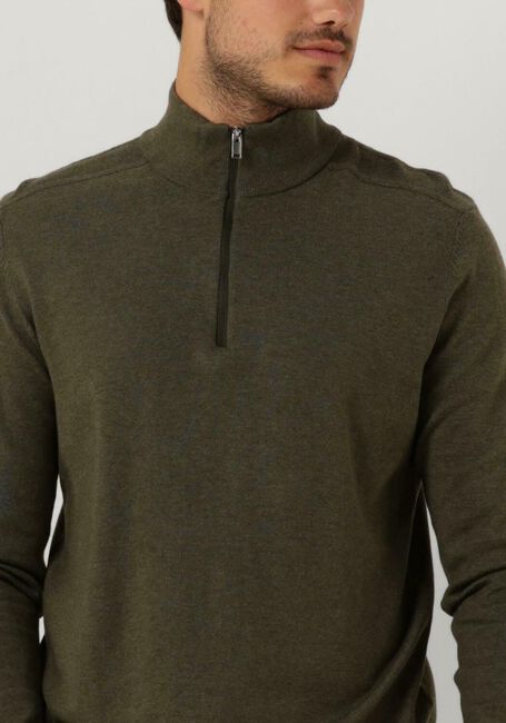 Donkergroene SELECTED HOMME Trui SLHBERG HALF ZIP CARDIGAN NOOS - large