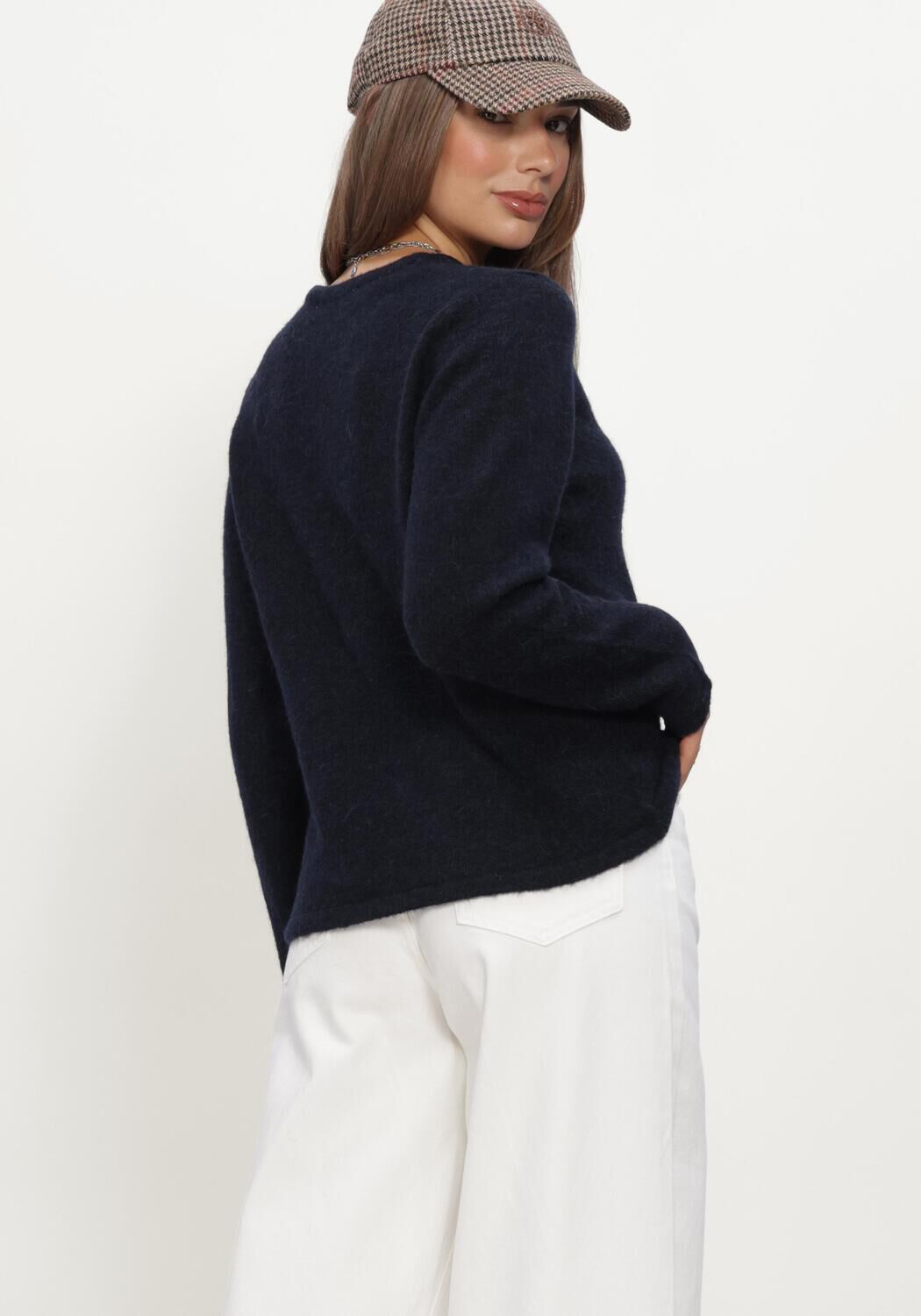 Donkerblauwe SELECTED WOMEN Trui SLWLULU NEW LS KNIT O-NECK - large