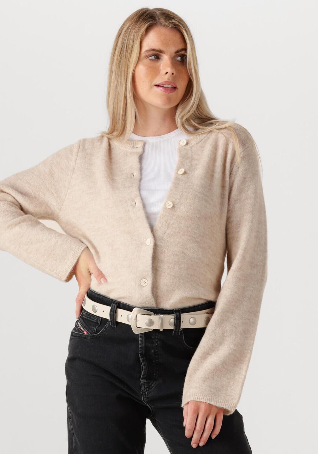 SELECTED FEMME Dames Truien & Vesten Slflulu New Ls Knit Cardigan Beige