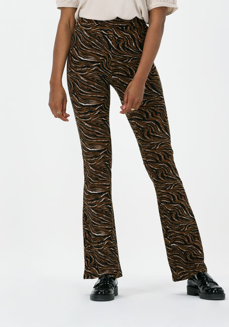 Bruine COLOURFUL REBEL Flared broek TIGER PEACHED FLARE PANTS - large
