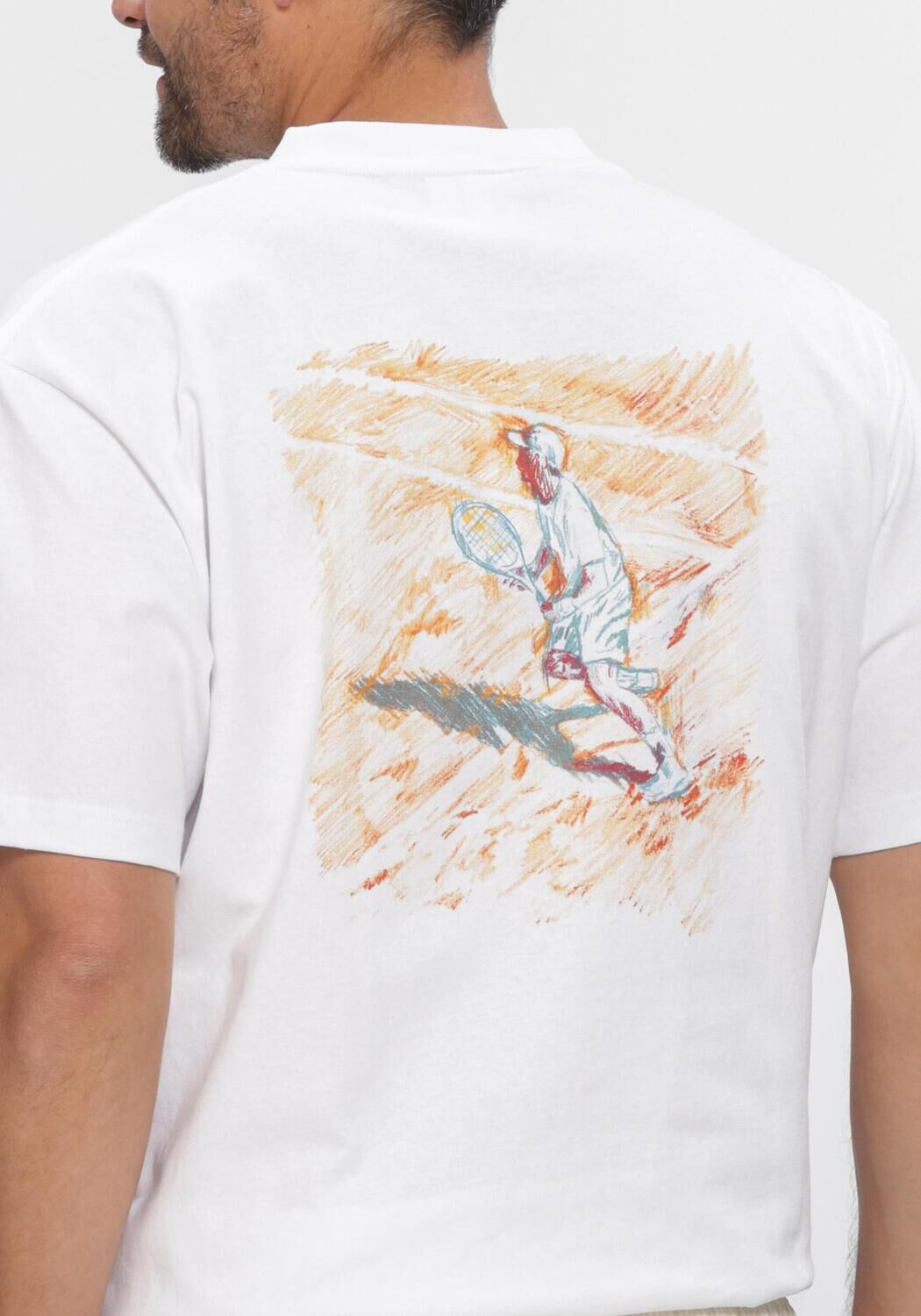 Witte LACOSTE T-shirt RELAXED FIT PRINTED HEAVY COTTON T-SHIRT - large